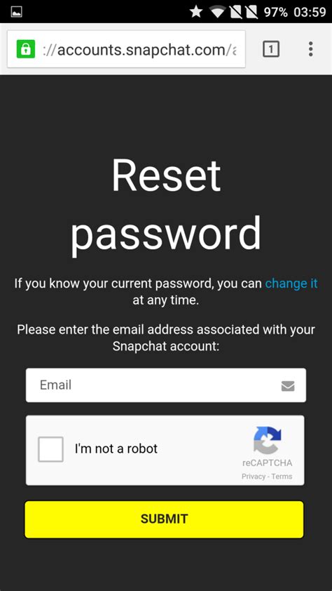 snapchat password example|Reset Password